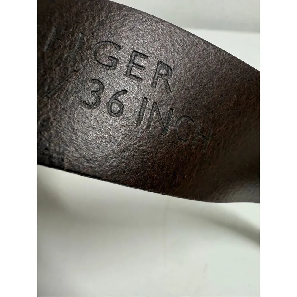 Tommy Hilfiger Brown Genuine Leather Belt Size 36” See Description